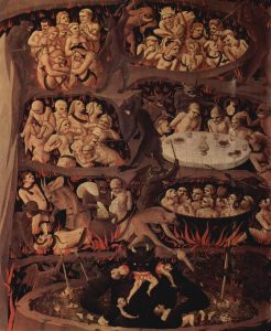 Painting of people suffering torments in hell.