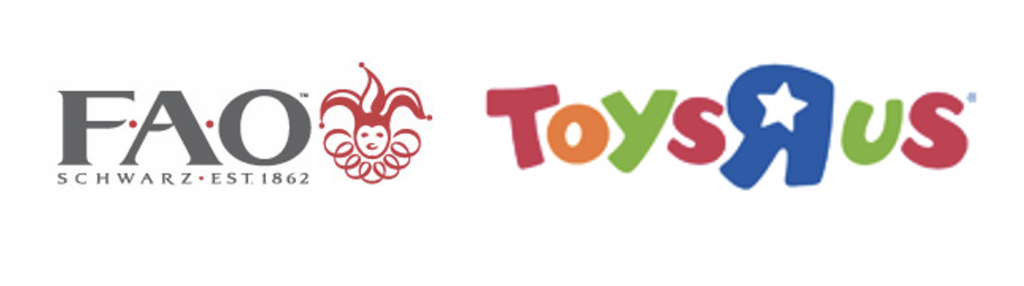 FAO Schwartz logo compared to Toys R Us Logo