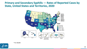 Chart showing syphilis rates by state/geographic region of the United States