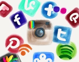 A picture of icons related to social media