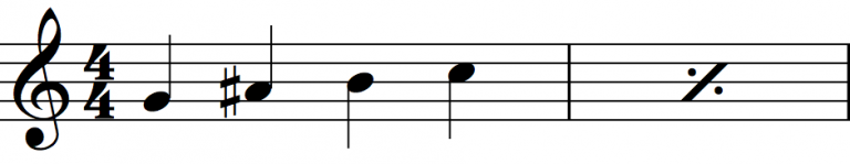 music notation number parenetheses repeat